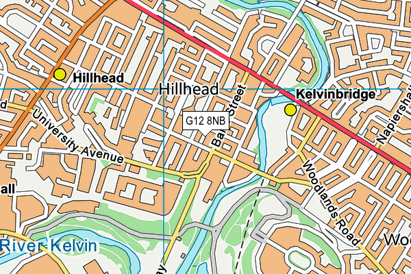 G12 8NB map - OS VectorMap District (Ordnance Survey)