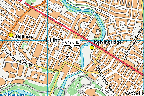 G12 8NE map - OS VectorMap District (Ordnance Survey)