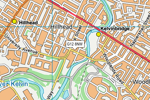 G12 8NW map - OS VectorMap District (Ordnance Survey)