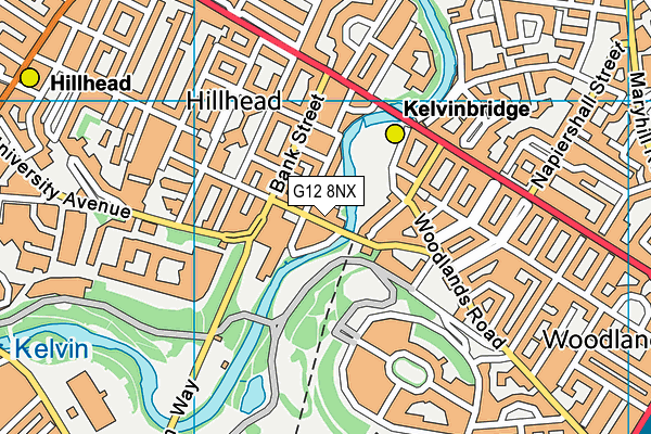 G12 8NX map - OS VectorMap District (Ordnance Survey)