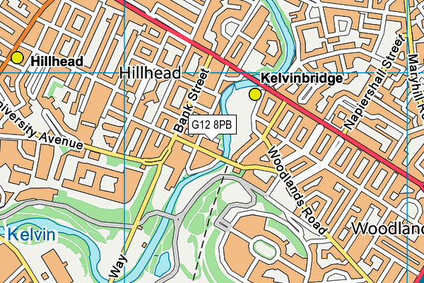 G12 8PB map - OS VectorMap District (Ordnance Survey)