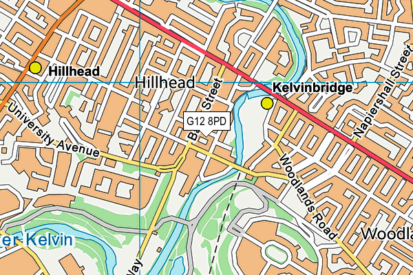 G12 8PD map - OS VectorMap District (Ordnance Survey)