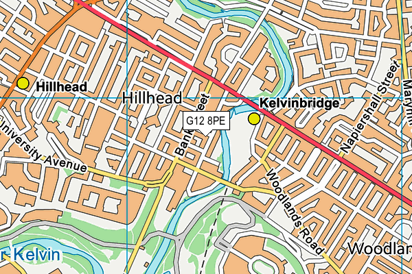 G12 8PE map - OS VectorMap District (Ordnance Survey)