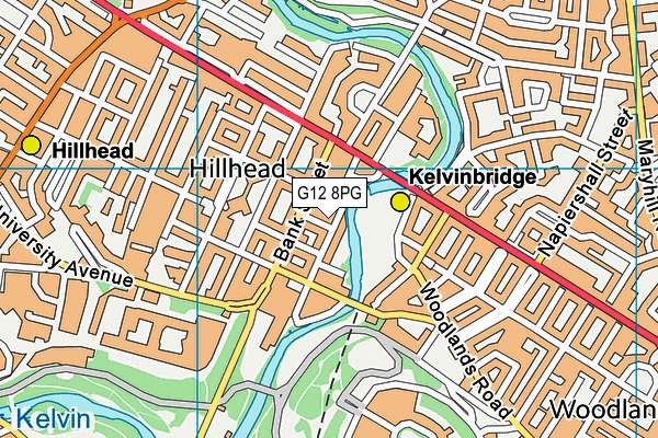 G12 8PG map - OS VectorMap District (Ordnance Survey)