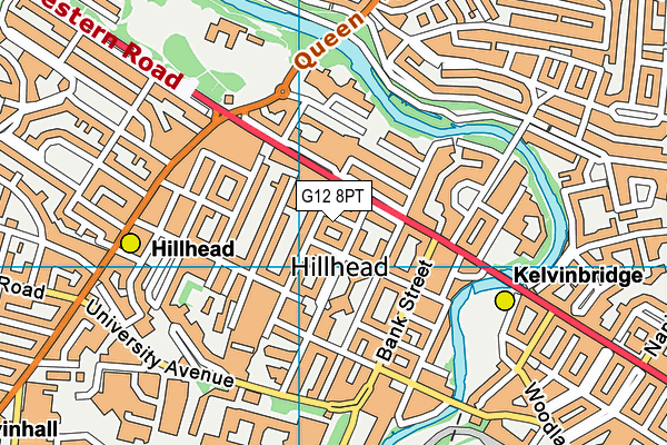 G12 8PT map - OS VectorMap District (Ordnance Survey)