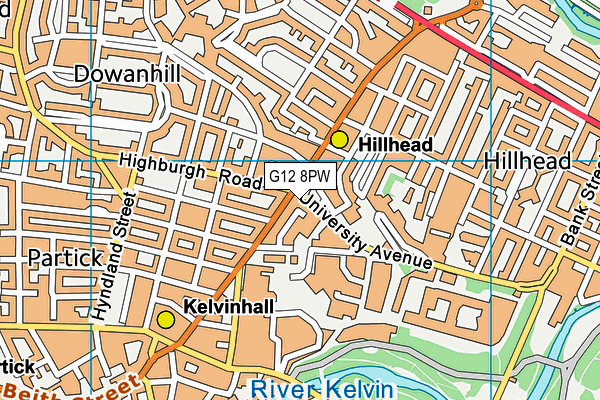 G12 8PW map - OS VectorMap District (Ordnance Survey)