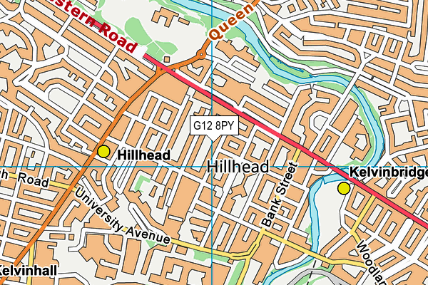 G12 8PY map - OS VectorMap District (Ordnance Survey)