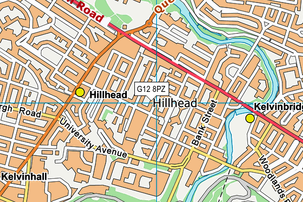 G12 8PZ map - OS VectorMap District (Ordnance Survey)