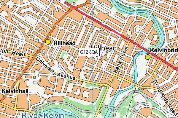 G12 8QA map - OS VectorMap District (Ordnance Survey)