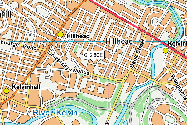 G12 8QE map - OS VectorMap District (Ordnance Survey)