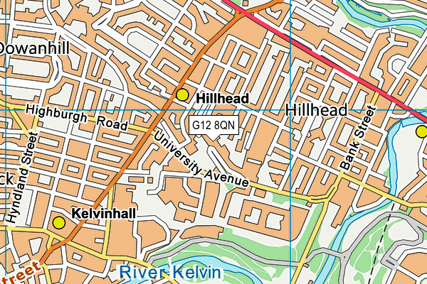 G12 8QN map - OS VectorMap District (Ordnance Survey)