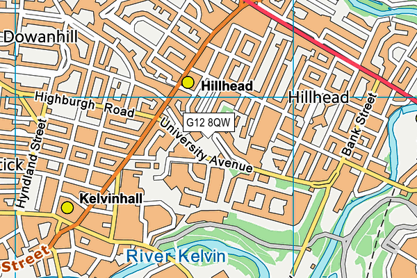 G12 8QW map - OS VectorMap District (Ordnance Survey)