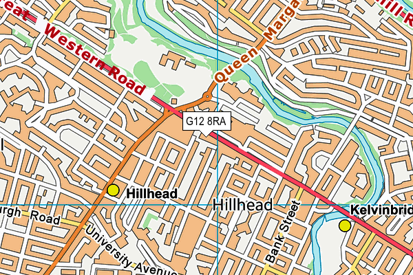 G12 8RA map - OS VectorMap District (Ordnance Survey)