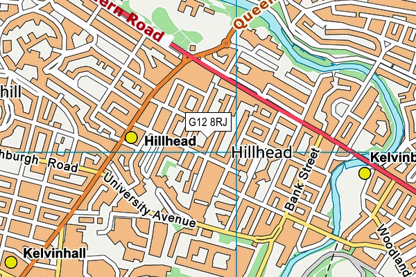 G12 8RJ map - OS VectorMap District (Ordnance Survey)