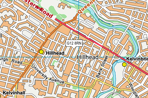 G12 8RN map - OS VectorMap District (Ordnance Survey)