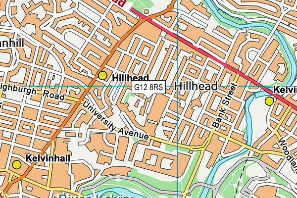 G12 8RS map - OS VectorMap District (Ordnance Survey)