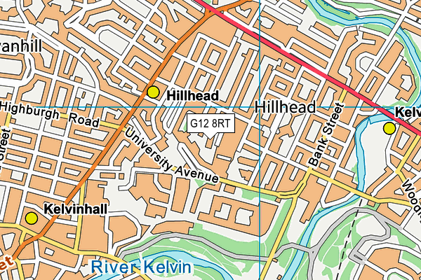 G12 8RT map - OS VectorMap District (Ordnance Survey)