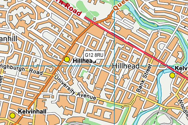 G12 8RU map - OS VectorMap District (Ordnance Survey)