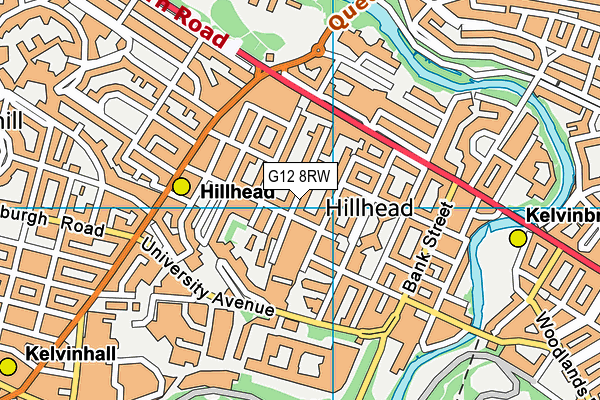 G12 8RW map - OS VectorMap District (Ordnance Survey)