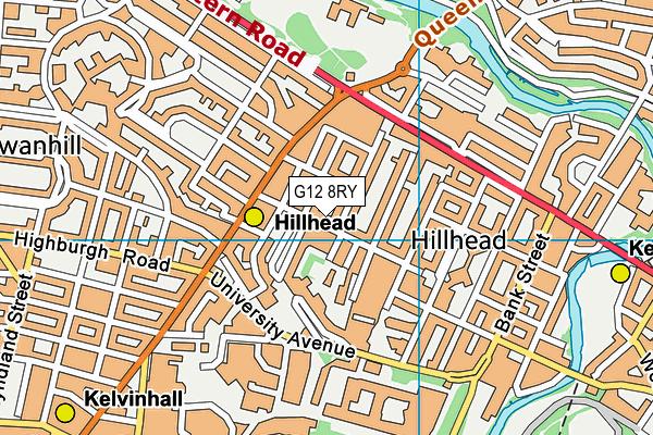 G12 8RY map - OS VectorMap District (Ordnance Survey)