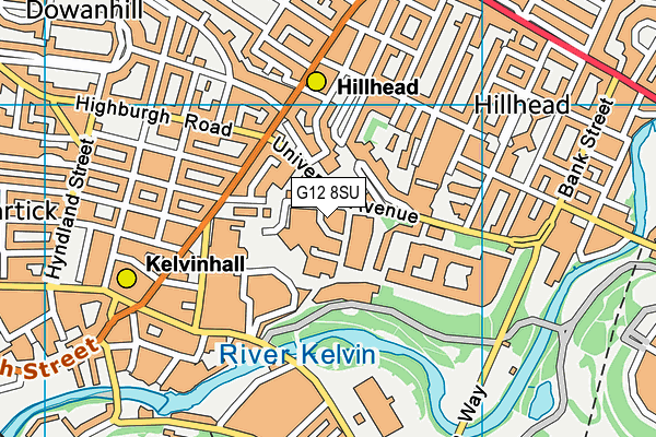 G12 8SU map - OS VectorMap District (Ordnance Survey)