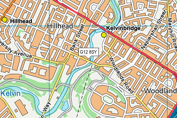 G12 8SY map - OS VectorMap District (Ordnance Survey)