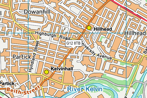 G12 8TB map - OS VectorMap District (Ordnance Survey)