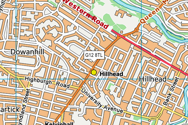 G12 8TL map - OS VectorMap District (Ordnance Survey)