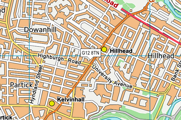 G12 8TN map - OS VectorMap District (Ordnance Survey)