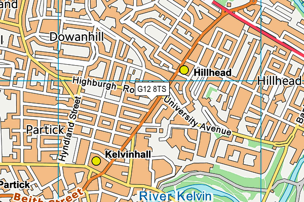 G12 8TS map - OS VectorMap District (Ordnance Survey)