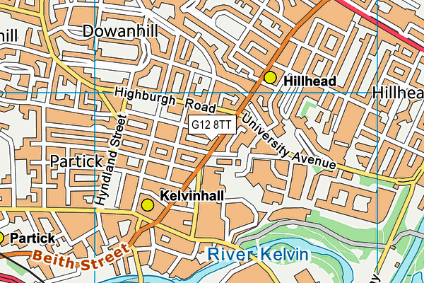 G12 8TT map - OS VectorMap District (Ordnance Survey)