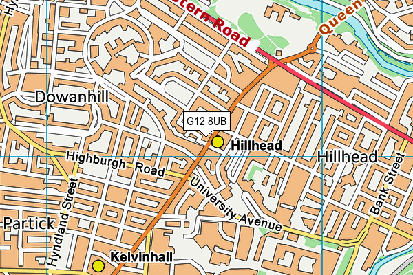 G12 8UB map - OS VectorMap District (Ordnance Survey)