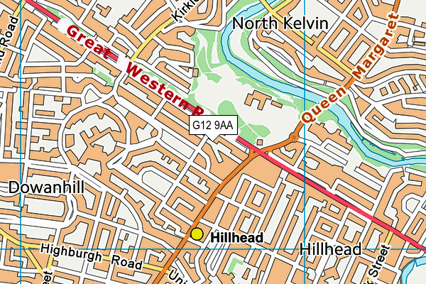 G12 9AA map - OS VectorMap District (Ordnance Survey)