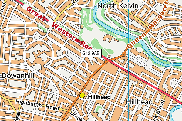 G12 9AB map - OS VectorMap District (Ordnance Survey)