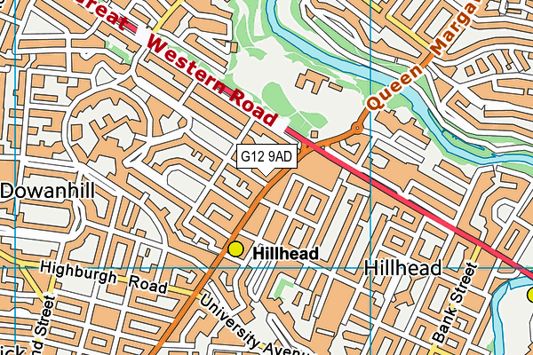 G12 9AD map - OS VectorMap District (Ordnance Survey)