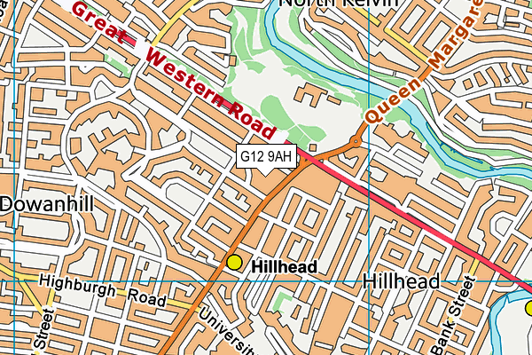 G12 9AH map - OS VectorMap District (Ordnance Survey)