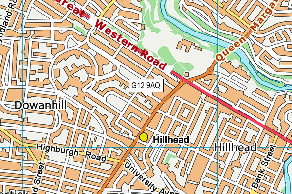 G12 9AQ map - OS VectorMap District (Ordnance Survey)