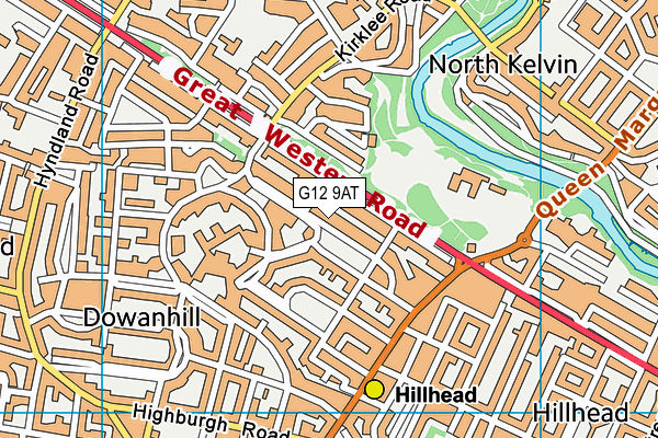 G12 9AT map - OS VectorMap District (Ordnance Survey)