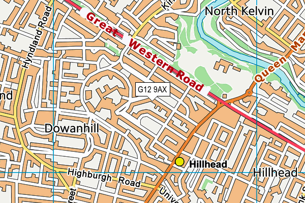 G12 9AX map - OS VectorMap District (Ordnance Survey)