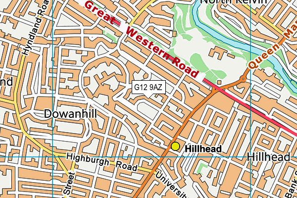 G12 9AZ map - OS VectorMap District (Ordnance Survey)