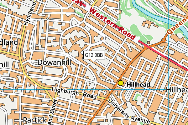 G12 9BB map - OS VectorMap District (Ordnance Survey)