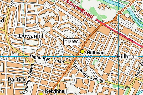 G12 9BG map - OS VectorMap District (Ordnance Survey)