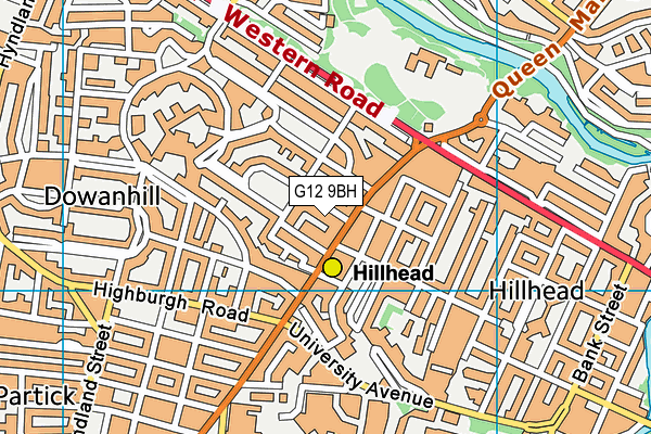 G12 9BH map - OS VectorMap District (Ordnance Survey)