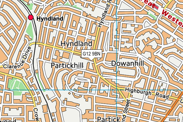 G12 9BN map - OS VectorMap District (Ordnance Survey)