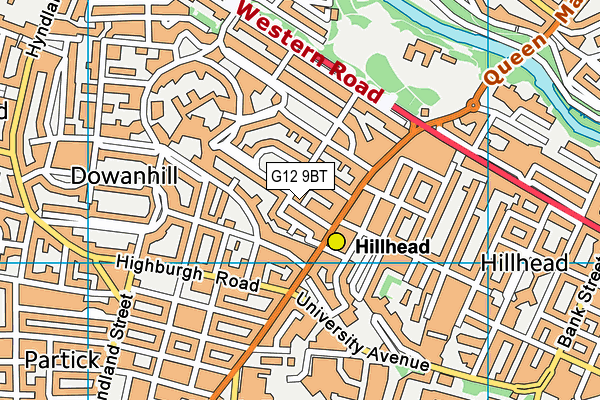 G12 9BT map - OS VectorMap District (Ordnance Survey)