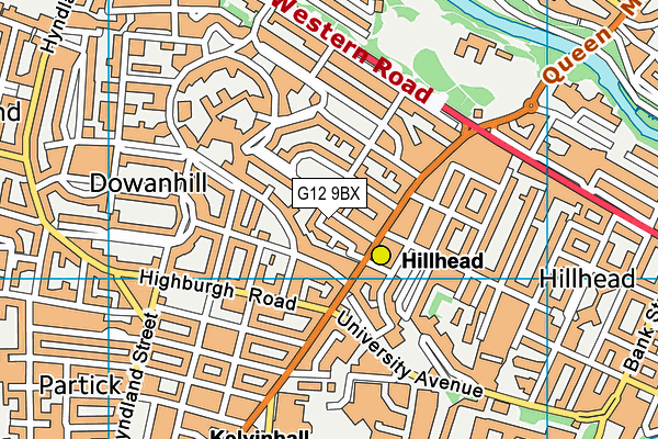 G12 9BX map - OS VectorMap District (Ordnance Survey)