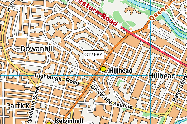 G12 9BY map - OS VectorMap District (Ordnance Survey)