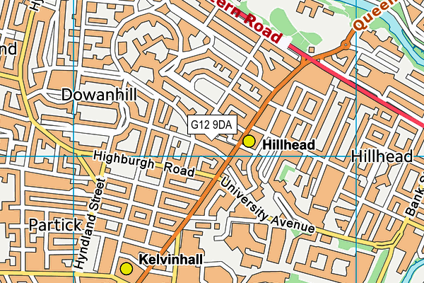 G12 9DA map - OS VectorMap District (Ordnance Survey)