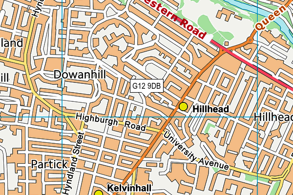 G12 9DB map - OS VectorMap District (Ordnance Survey)