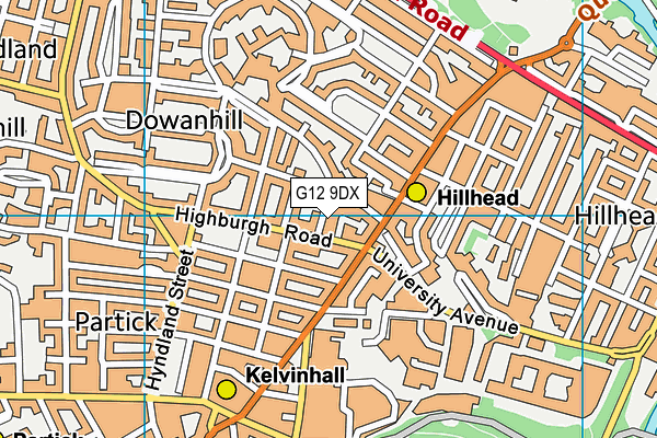 G12 9DX map - OS VectorMap District (Ordnance Survey)